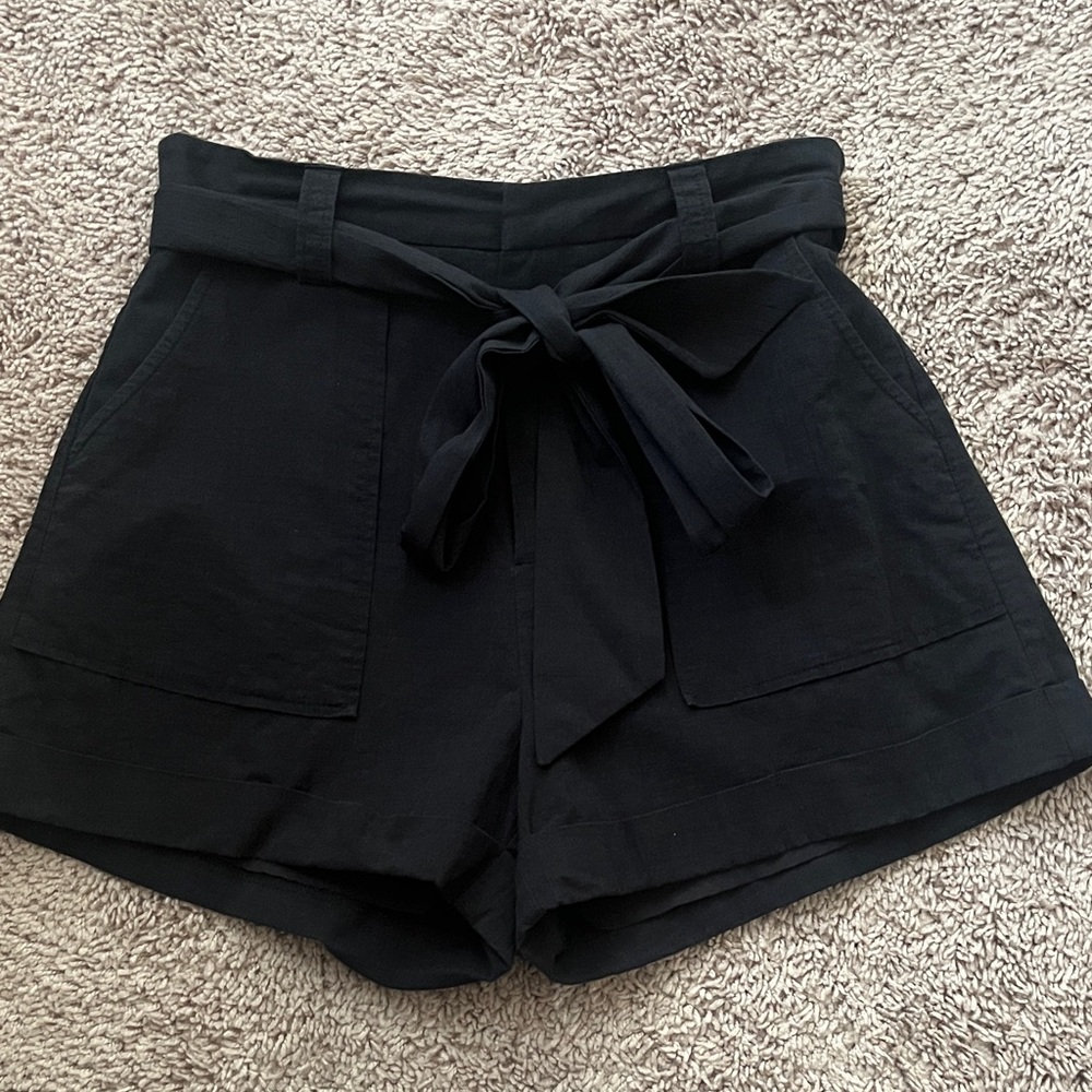 Lulu's Black High-Waist Shorts with Bow - Picture 5 of 11
